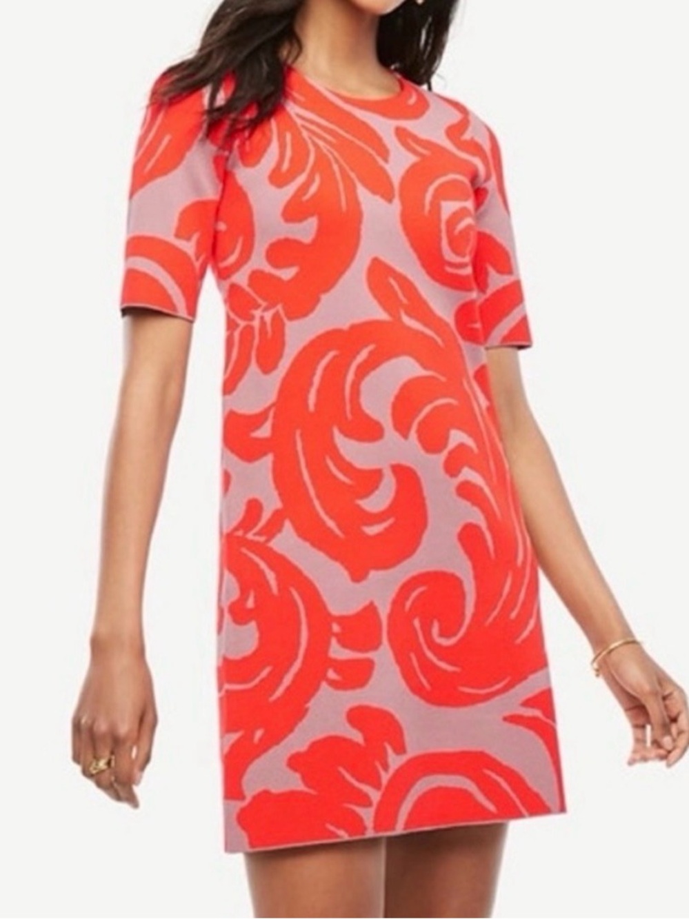 Ann Taylor Sweater Shift Dress Womens Size Small Bright Orange Dress NWOT